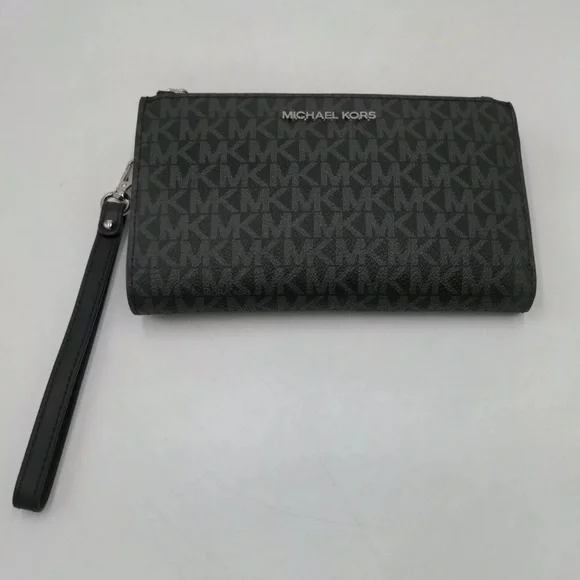 Michael Kors Jet Set Travel Double Zip
PVC Leather Wristlet Signature Black - Picture 4 of 4